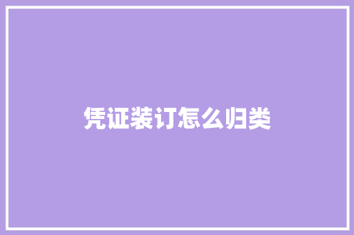 凭证装订怎么归类