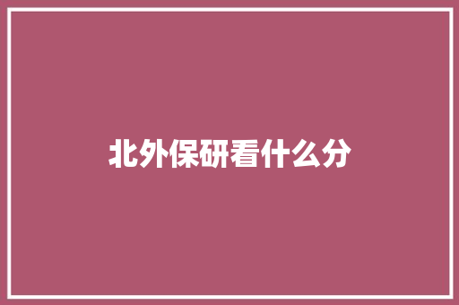 北外保研看什么分