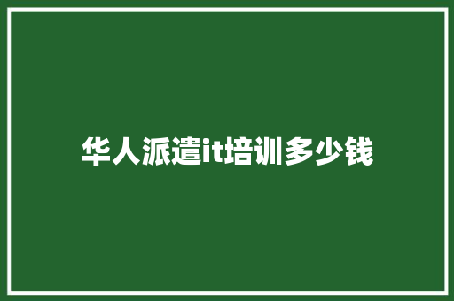 华人派遣it培训多少钱
