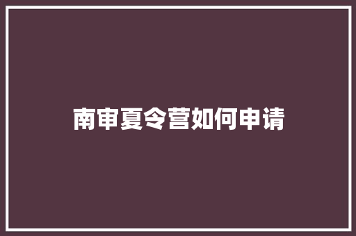 南审夏令营如何申请