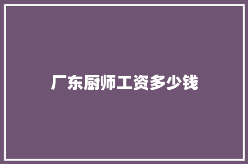 厂东厨师工资多少钱