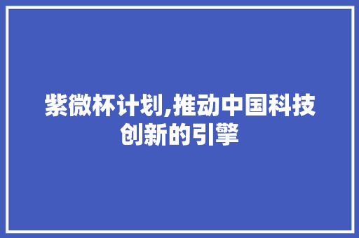紫微杯计划,推动中国科技创新的引擎