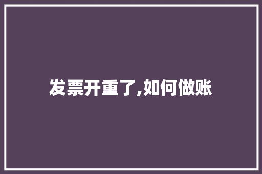 发票开重了,如何做账