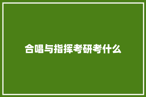 合唱与指挥考研考什么