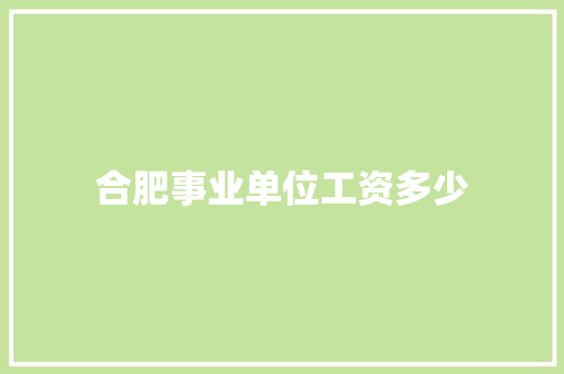 合肥事业单位工资多少