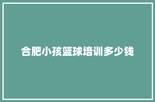 合肥小孩篮球培训多少钱