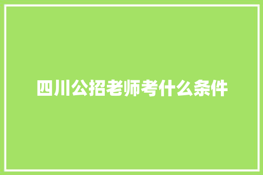 四川公招老师考什么条件