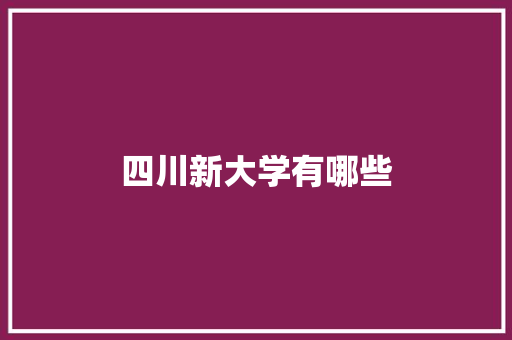 四川新大学有哪些