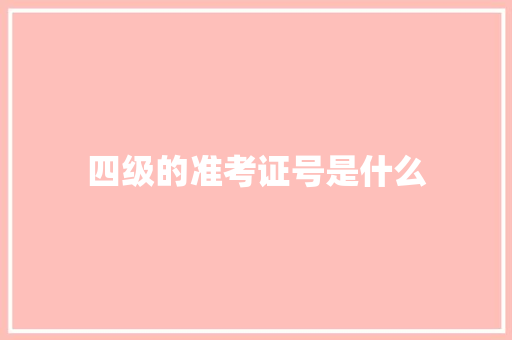 四级的准考证号是什么