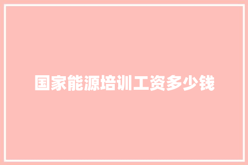 国家能源培训工资多少钱