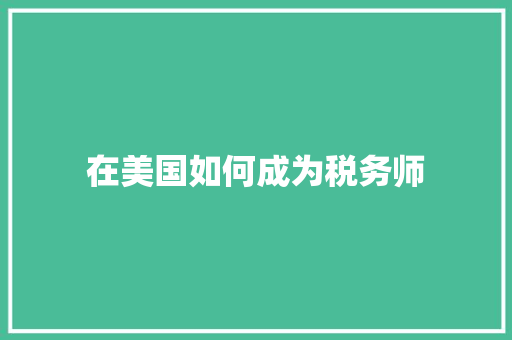 在美国如何成为税务师