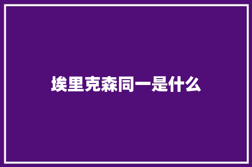 埃里克森同一是什么