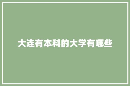 大连有本科的大学有哪些