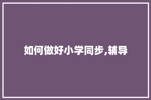 如何做好小学同步,辅导