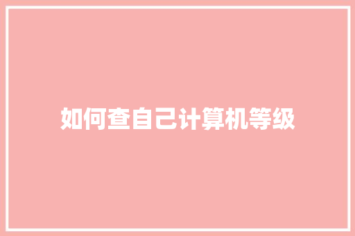 如何查自己计算机等级