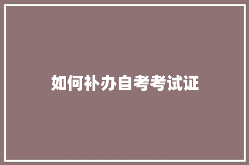 如何补办自考考试证