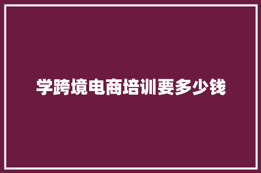 学跨境电商培训要多少钱