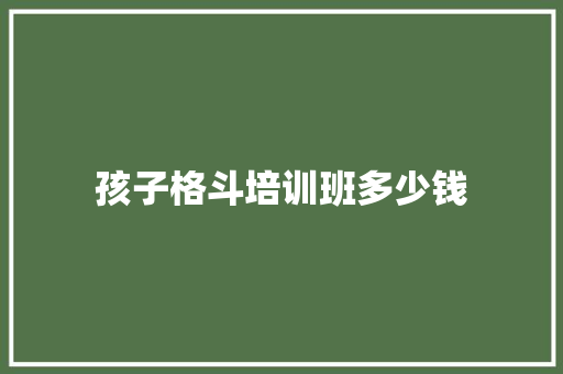孩子格斗培训班多少钱