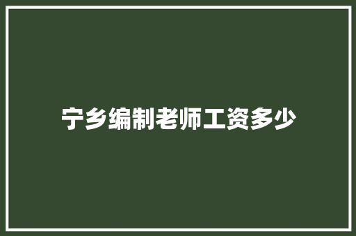 宁乡编制老师工资多少