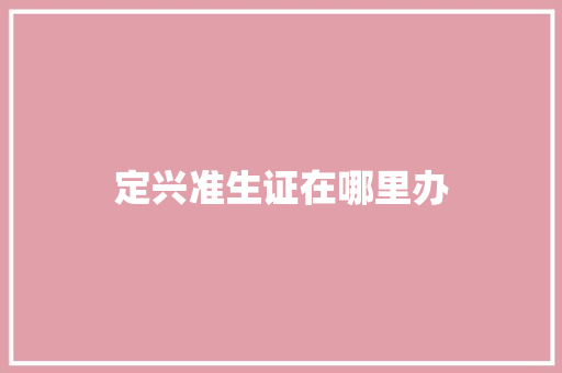 定兴准生证在哪里办