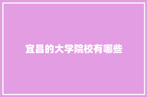宜昌的大学院校有哪些