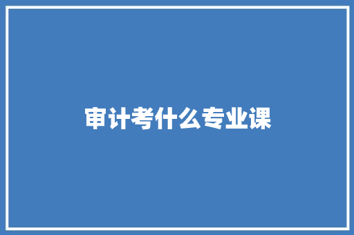审计考什么专业课
