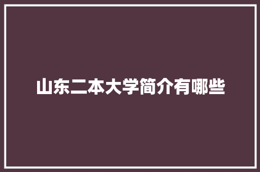 山东二本大学简介有哪些