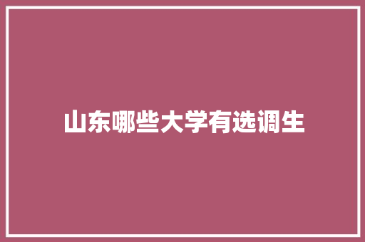 山东哪些大学有选调生