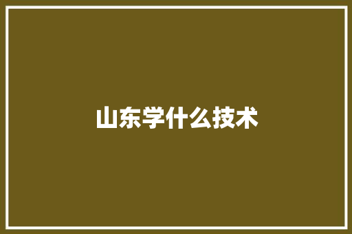 山东学什么技术
