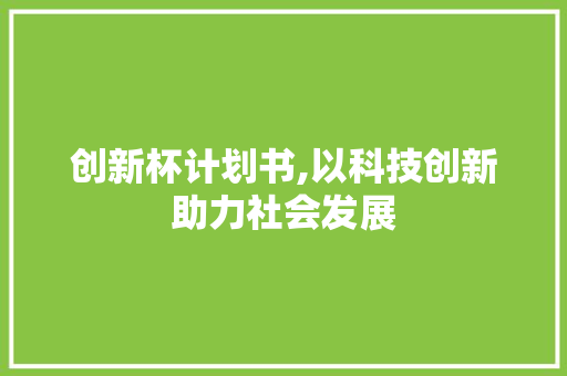 创新杯计划书,以科技创新助力社会发展