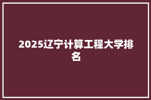 2025辽宁计算工程大学排名
