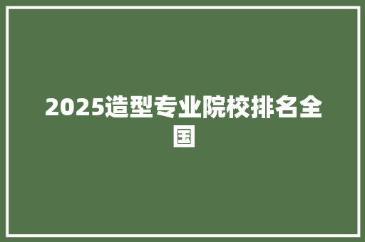 2025造型专业院校排名全国