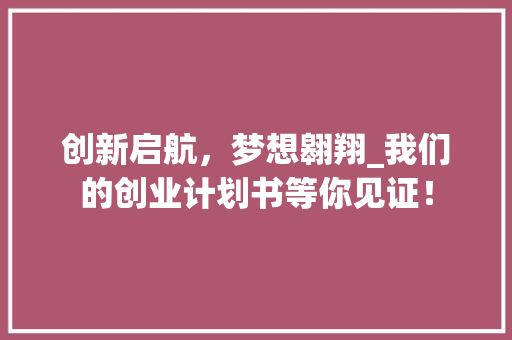 创新启航，梦想翱翔_我们的创业计划书等你见证！