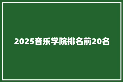 2025音乐学院排名前20名