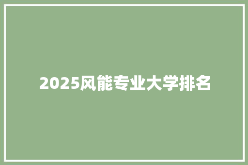 2025风能专业大学排名