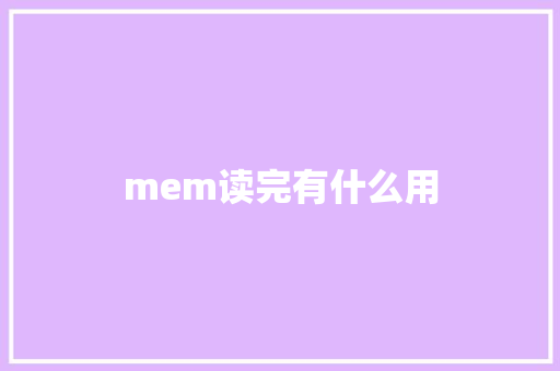 mem读完有什么用