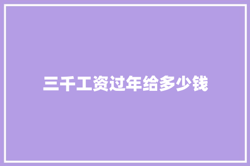 三千工资过年给多少钱