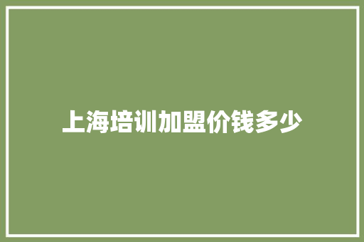 上海培训加盟价钱多少