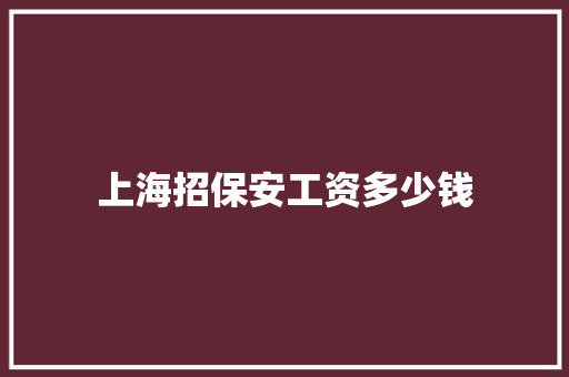 上海招保安工资多少钱