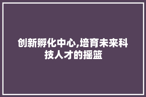 创新孵化中心,培育未来科技人才的摇篮