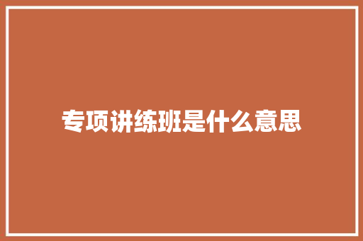 专项讲练班是什么意思