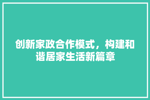 创新家政合作模式，构建和谐居家生活新篇章