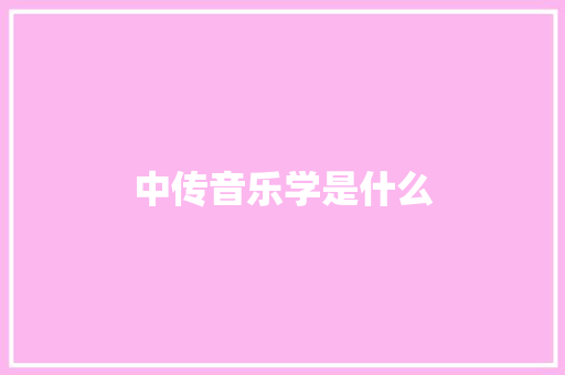 中传音乐学是什么
