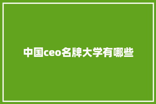 中国ceo名牌大学有哪些