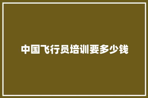 中国飞行员培训要多少钱