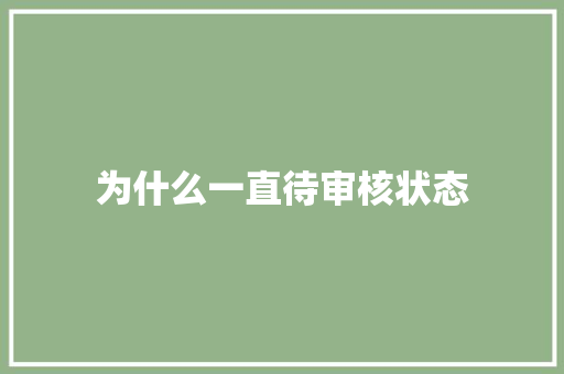 为什么一直待审核状态