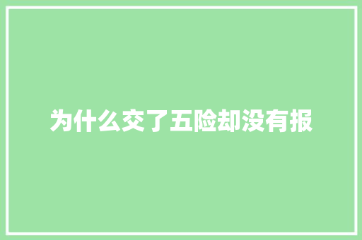 为什么交了五险却没有报