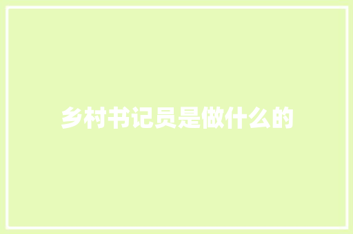 乡村书记员是做什么的