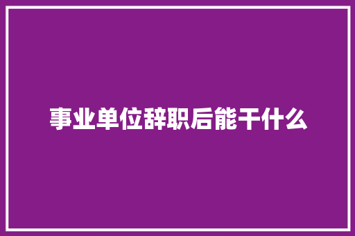 事业单位辞职后能干什么