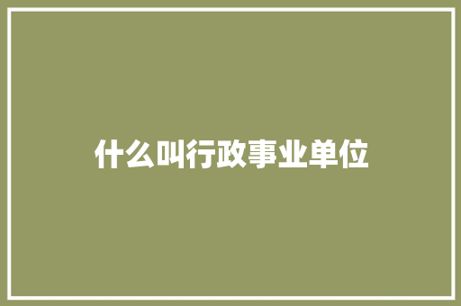 什么叫行政事业单位